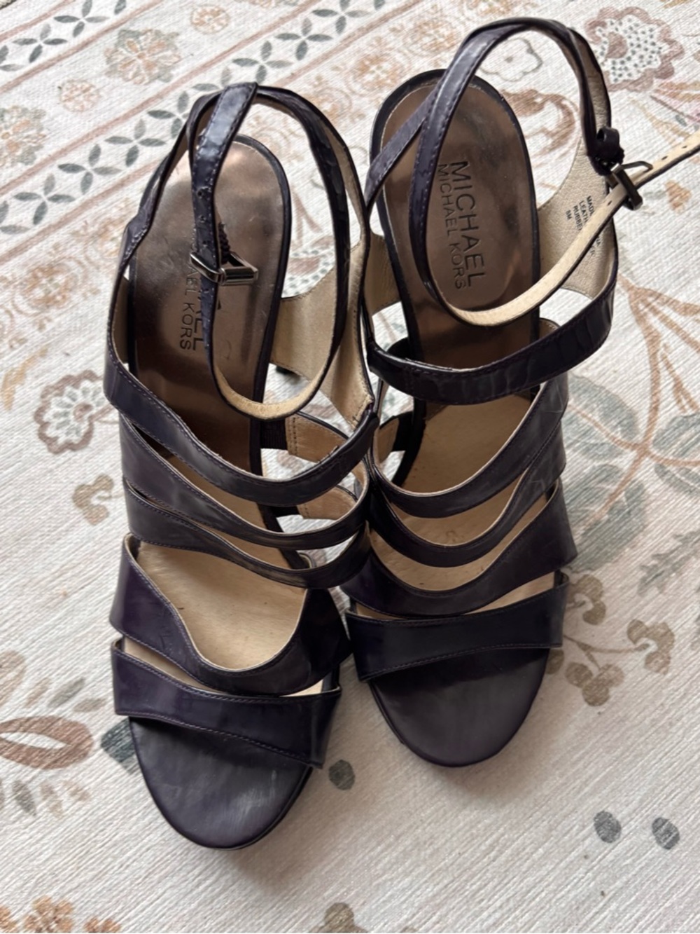 Michael Kors Black Multi-Strap Leather Heels